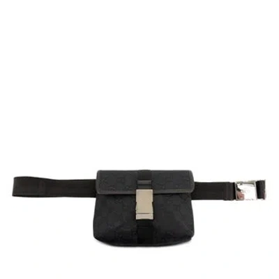 Pre-owned Gucci Gg Canvas Belt Bag In Black