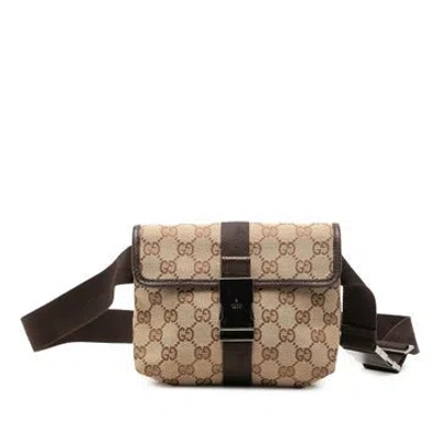 Pre-owned Gucci Gg Canvas Belt Bag In White