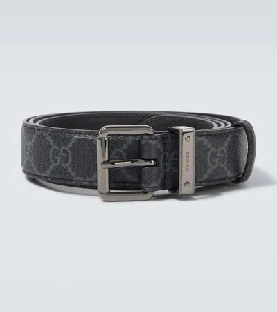 Gucci Gg Canvas Belt In Black