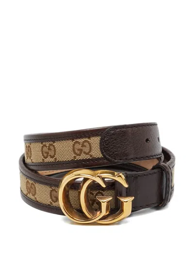 Pre-owned Gucci Gg Canvas Belt In Brown
