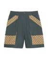 Gucci Cotton Canvas Bermuda Short With Gg Inserts In Black