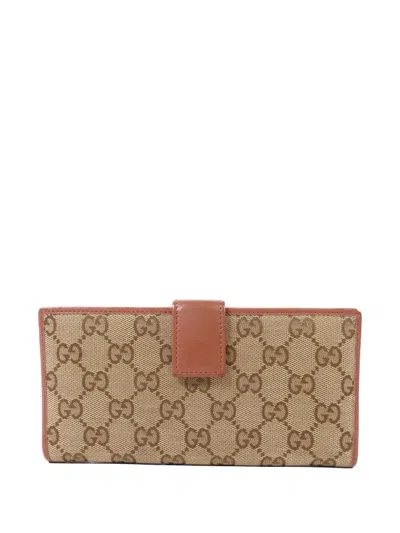 Pre-owned Gucci Gg Canvas Bifold Wallet In Neutral
