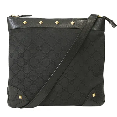 Pre-owned Gucci Gg Canvas Black Canvas Leather Shoulder Bag ()