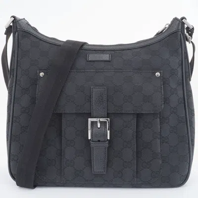 Pre-owned Gucci Gg Canvas Black Canvas Leather Shoulder Bag ()