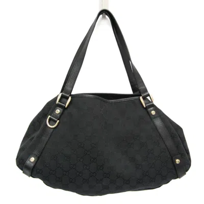Pre-owned Gucci Gg Canvas Black Canvas Leather Tote Bag ()