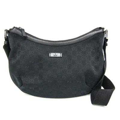 Pre-owned Gucci Gg Canvas Black Gg Canvas Leather Shoulder Bag ()