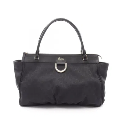 Pre-owned Gucci Gg Canvas Black Gg Canvas Leather Shoulder Bag ()