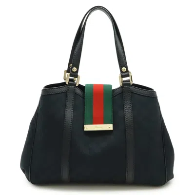 Pre-owned Gucci Gg Canvas Black Green Red Color Gg Canvas Leather Shoulder Bag Tote Bag () In Multi