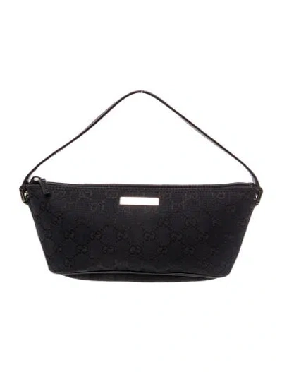 Pre-owned Gucci Gg Canvas Boat Mini Vintage In Black