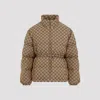Gucci Gg Fabric Bomber Jacket In Camel Mix