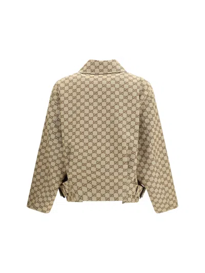 Gucci Gg Canvas Bomber Jacket In Beige
