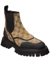 Gucci Gg Canvas Ankle Boots In Beige