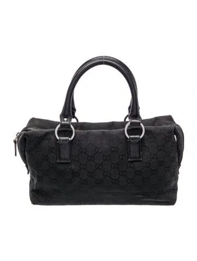 Pre-owned Gucci Gg Canvas Boston In Black