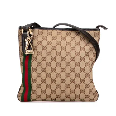 Pre-owned Gucci Gg Canvas Brown Canvas Leather Shoulder Bag ()