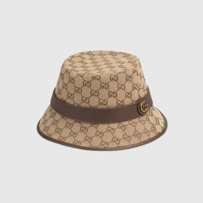 Gucci Gg Cotton Blend Canvas Bucket Hat In Beige