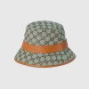 Gucci Gg Canvas Bucket Hat In Azure,brown