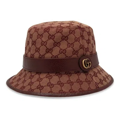 Gucci Gg Canvas Bucket Hat 'brown Burgundy'