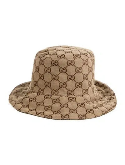 Pre-owned Gucci Gg Canvas Bucket Hat. In Neutral