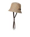 Gucci Gg Canvas Bucket Hat With Tie In Brown