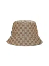 Gucci Gg Canvas Bucket Hat With Tie In Brown