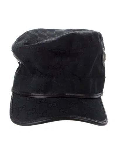 Pre-owned Gucci Gg Canvas Buckle Closure Hat In Black