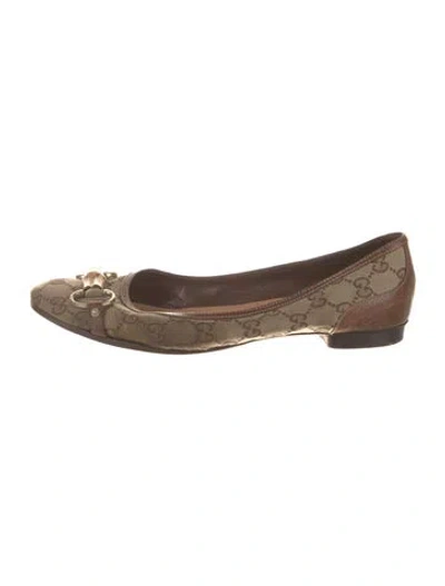 Pre-owned Gucci Gg Canvas Canvas Ballet Flats In Brown