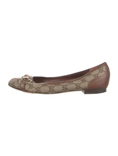 Pre-owned Gucci Gg Canvas Canvas Ballet Flats In Brown