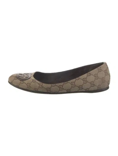 Pre-owned Gucci Gg Canvas Canvas Ballet Flats In Brown
