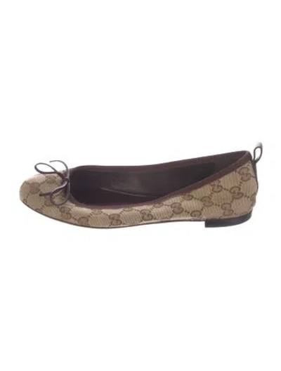 Pre-owned Gucci Gg Canvas Canvas Ballet Flats In Brown/neutrals