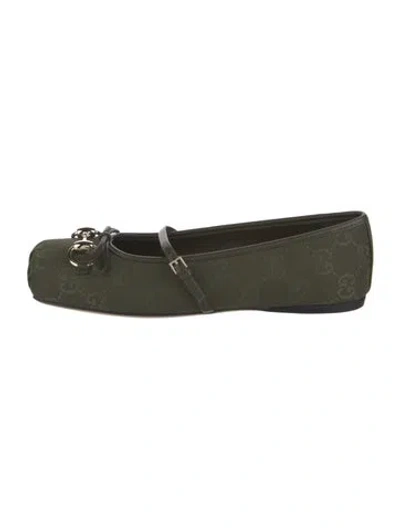 Pre-owned Gucci Gg Canvas Canvas Ballet Flats In Green