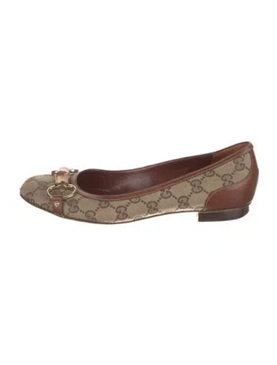 Pre-owned Gucci Gg Canvas Canvas Ballet Flats In Neutral