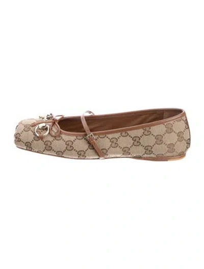 Pre-owned Gucci Gg Canvas Canvas Ballet Flats In Neutral