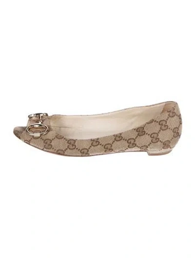 Pre-owned Gucci Gg Canvas Canvas Ballet Flats In Neutral