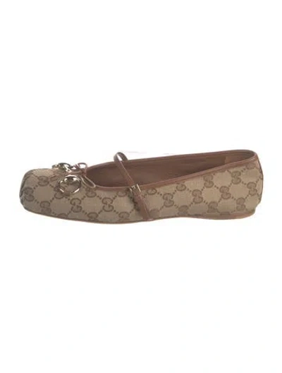 Pre-owned Gucci Gg Canvas Canvas Ballet Flats In Neutrals