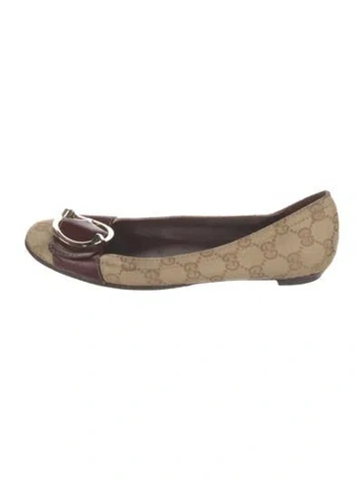 Pre-owned Gucci Gg Canvas Canvas Ballet Flats In Neutrals