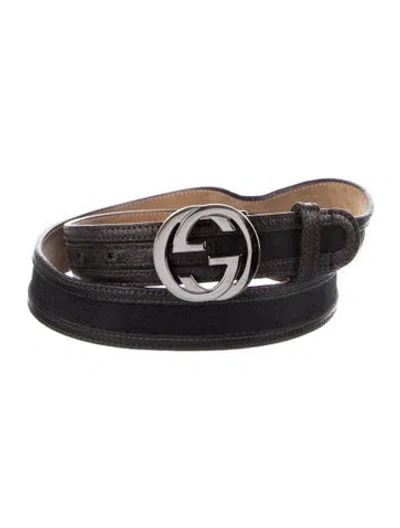 Pre-owned Gucci Gg Canvas Canvas Belt In Black