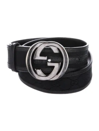 Pre-owned Gucci Gg Canvas Canvas Belt In Black