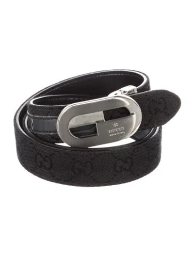 Pre-owned Gucci Gg Canvas Canvas Belt In Black