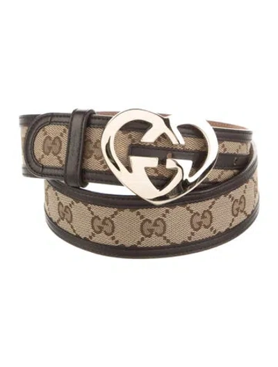 Pre-owned Gucci Gg Canvas Canvas Belt In Brown