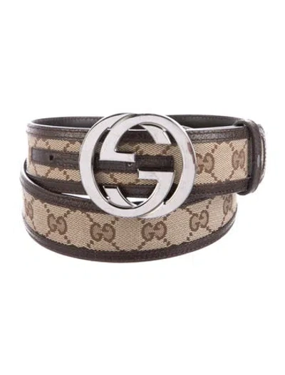Pre-owned Gucci Gg Canvas Canvas Belt In Brown