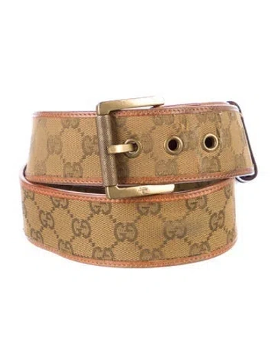Pre-owned Gucci Gg Canvas Canvas Belt In Brown