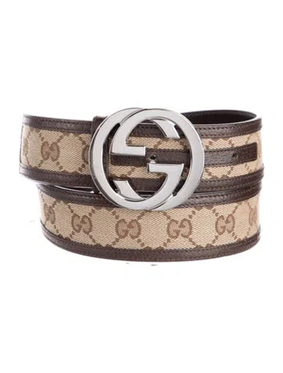 Pre-owned Gucci Gg Canvas Canvas Belt In Brown