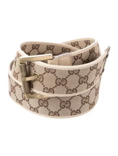 Pre-owned Gucci Gg Canvas Canvas Belt In Brown