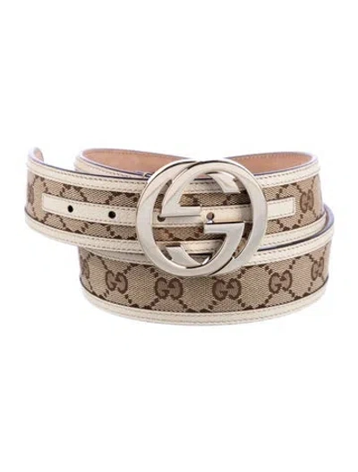 Pre-owned Gucci Gg Canvas Canvas Belt In Brown
