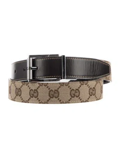 Pre-owned Gucci Gg Canvas Canvas Belt In Brown