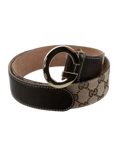 Pre-owned Gucci Gg Canvas Canvas Belt In Brown