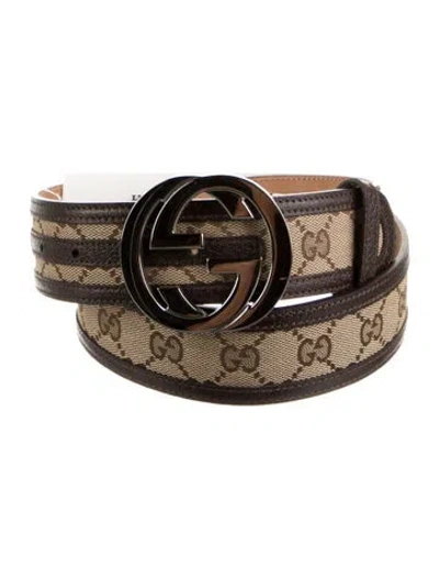 Pre-owned Gucci Gg Canvas Canvas Belt In Brown
