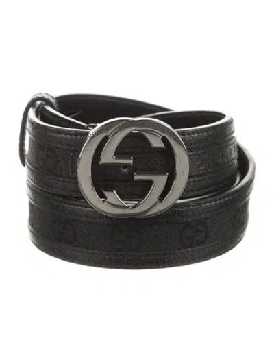 Pre-owned Gucci Gg Canvas Canvas Belt Kit In Black