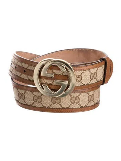 Pre-owned Gucci Gg Canvas Canvas Belt Kit In Neutral