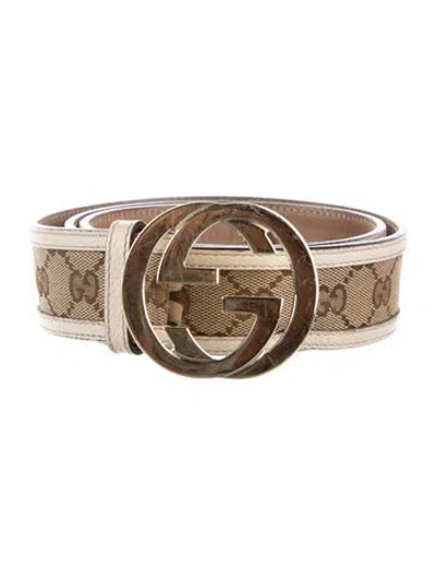Pre-owned Gucci Gg Canvas Canvas Belt In Neutral